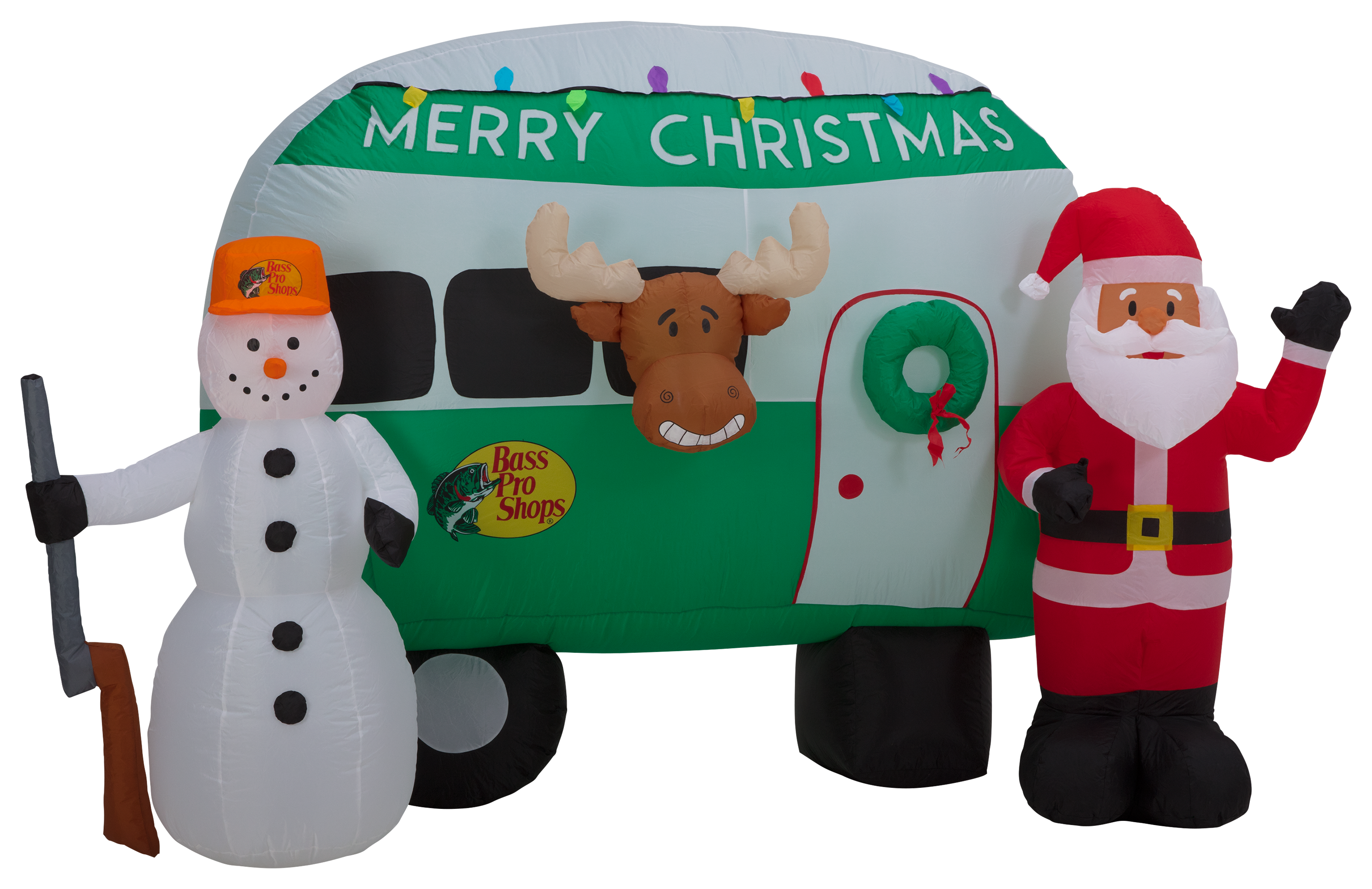 Bass Pro Shops 8' Santa and Snowman Camper Inflatable Bass Pro Shops